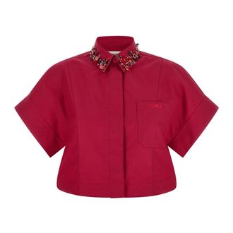 Fendi Dames, Blouses & Shirts, Roze, Maat: XS Katoen