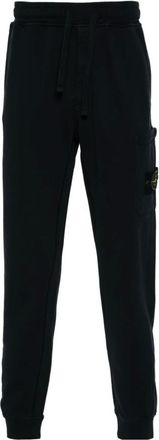 Stone Island Sweatpants, male, Blue, XL, Pantaloni affusolati con applicazione Compass