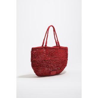 Bimba & Lola Leather Flat Shoulder Bag in Red at Nordstrom