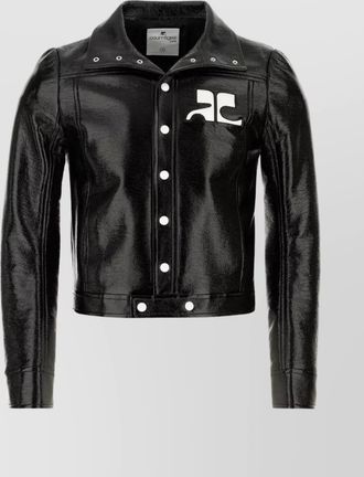 Courr&egrave;ges vinyl blazer with cropped length and structured shoulders