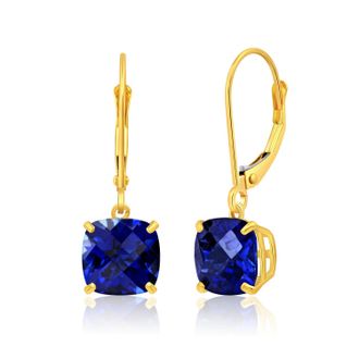 MAX + STONE 14k Solid Yellow Gold Gemstone Dangle Leverback Earrings (8mm)