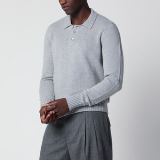 Drumohr Light grey wool polo shirt
