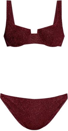 Oséree Badmode, Dames, Rood, L, Rode Metallic Bikini Badpak