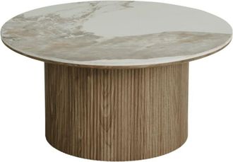 Moloo Mesa de centro de cer&aacute;mica con efecto madera &oslash;80 cm