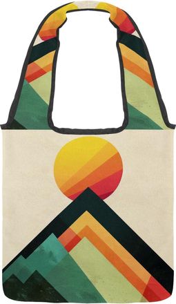 Generic Colorful Geometric Figures Reversible Canvas Shoulder Tote - Double-Sided Print, 12oz Cotton, 27cm Drop, Fold-Flat Bag for Travel, Shopping, Street Ou