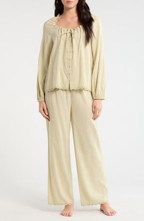 Reformation Paloma Relaxed Fit Organic Cotton Blend Pajamas in Dried Herbs at Nordstrom, Size X-Small