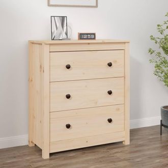 Berkfield Home Sideboard 70x35x80 cm Solid Wood Pine in Light Tan | Size: 70 x 35 x 80 cm