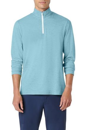 Bugatchi Quarter Zip Performance Pullover in Aqua at Nordstrom, Size Xx-Large