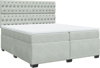 vidaXL Vidaxl - Cama Box Spring Con Colch&oacute;n Terciopelo Gris Claro 200x200 Cm
