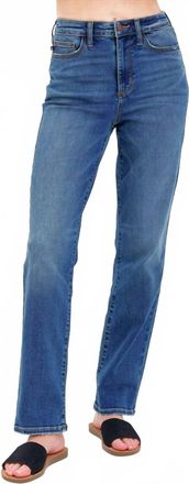 Judy Blue High Waist Straight Fit Jeans In Dark Wash
