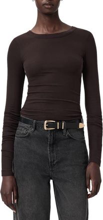 AllSaints Rina Long Sleeve T-Shirt in Torte Brown at Nordstrom, Size X-Small