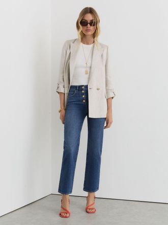 Reiss Mid Blue Straight-leg Cropped Jeans, 28R