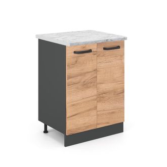 Vicco Mueble Bajo De Cocina R-line, Roble Dorado, 60 Cm Et M&aacute;rmol