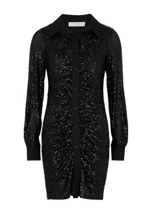 In The Mood For Love IN The Mood For Love Lina Sequin Shirt Dress - Black - XS