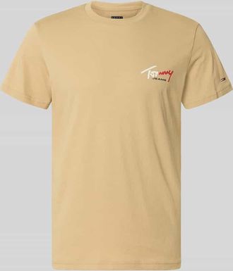 Tommy Jeans Slim Fit T-Shirt aus reiner Baumwolle in Beige, Gr&ouml;&szlig;e XXL