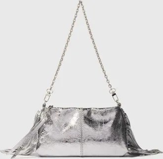 Maje Miss M Leather Clutch Bag - Party Wear - Silver - Maje