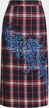 Essentiel Kathee Embellished Plaid Midi Skirt