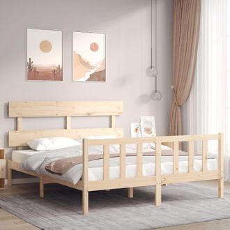 Berkfield Home Bed Frame with Headboard 160x200 cm Solid Wood in Brown