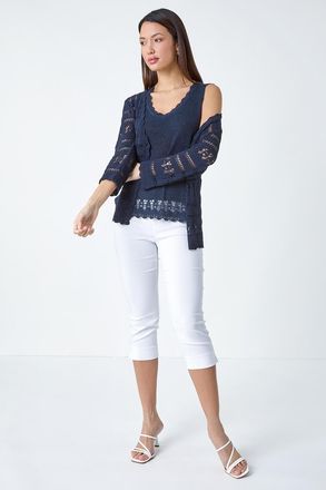 Roman Crochet Scalloped Trim Knit Vest