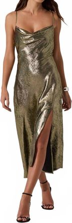 Astr Gaia Metallic Midi Dress In Black Gold
