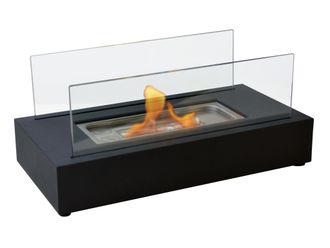 Purline Purline - Chimenea De Etanol De Sobremesa Con Dos Pantallas De Cristal Templado Negro