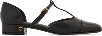 Ferragamo T-strap ballet pumps - women - Goat Skin/Lambskin - 10.5C - Black