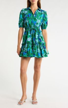 Sugarlips Jaidy Floral Cotton Shirtdress in Kelly-Blues-Mul at Nordstrom, Size X-Small