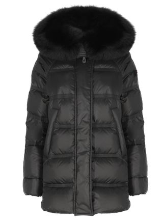 Peuterey Black Takan Fox Fur Hood Quilted Down Jacket