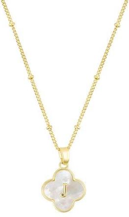 Adornia Mother-of-Pearl Clover Initial Pendant Necklace in White-J at Nordstrom Rack