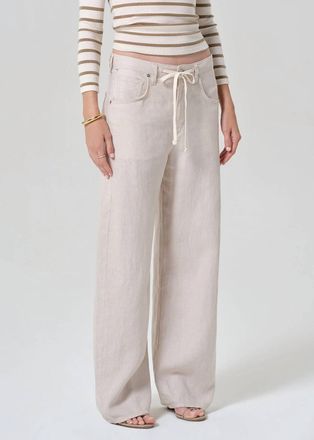 Citizens Of Humanity Brynn Drawstring Linen Trousers In Pale Stone