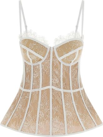 Giuseppe Di Morabito White Sweetheart Neck Lace Top