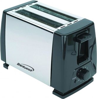 Brentwood 2-Slice Toaster (Stainless Steel and Black)