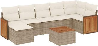 vidaXL Vidaxl - Juego De Sof&aacute;s De Jard&iacute;n Con Cojines Beige 8 Pzas Rat&aacute;n Pe