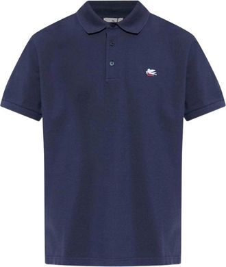 Etro Tops, Heren, Blauw, S, Katoen, Poloshirt met korte mouwen en logodetail