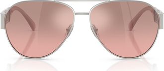 Versace 61mm Pilot Sunglasses in Silver /Pink Mirror Silver at Nordstrom