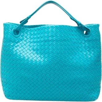 Bottega Veneta Pre-owned Tote Bags, female, Blue, Size: ONE SIZE Pre-owned Woven Leather Tote