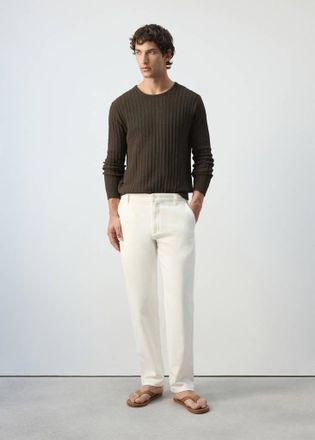 Mango Jeans relaxed-fit misto cotone lino bianco sporco - Uomo - 44 - MANGO MAN