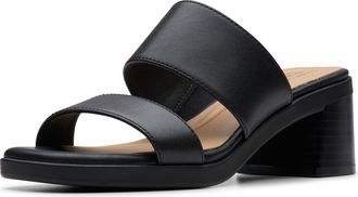 Clarks Womens Jaylan Dusk Heeled Sandal, Black Leather, 6.5