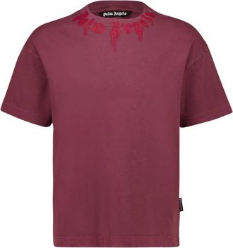 Palm Angels Neck Logo Regular T-Shirt - Heren - T-shirts - Bruin - M - Katoen - Tops