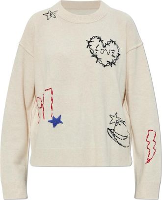 Zadig&Voltaire Kasjmier trui Markuz - Dames - Cashmere truien - Beige - M - Kasjmier - Truien & Vesten