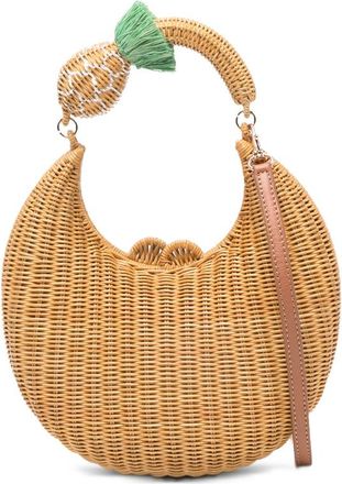 Serpui Pineapple-embellished Woven Clutch Bag