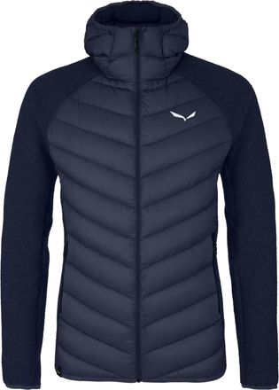 Salewa Blue Fanes Sarner Jkt Quilted Knit-Sleeve Hooded Jacket