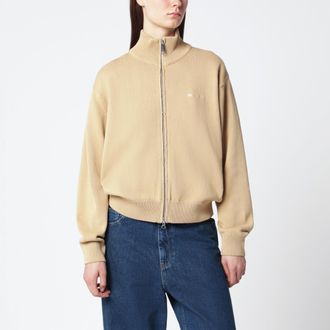 Carhartt Work in Progress Cotton knit zip cardigan sweatshirt in Dusty Brown