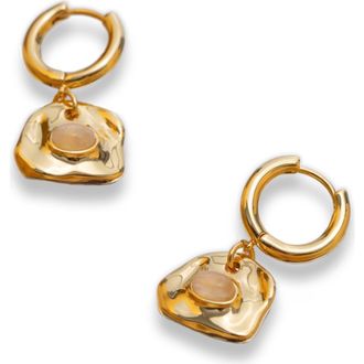 Classicharms Aria Gemstone Hoop Drop Earrings in Gold/translucent White at Nordstrom
