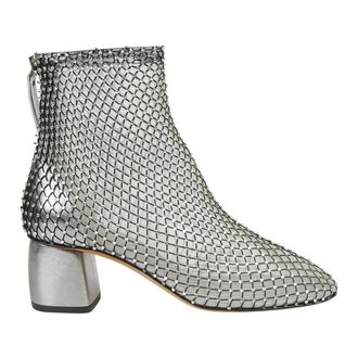 Forte_Forte Schoenen, Dames, Grijs, 39 EU, Leer, Chique Mesh Strass Booties