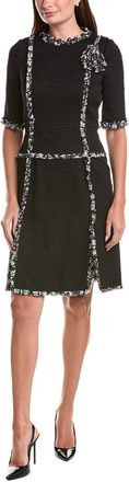 Teri Jon by Rickie Freeman Teri Jon By Rickie Freeman Boucle Silk Chiffon Trim & Corsage Sleeve Dress