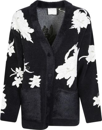 Forte_Forte De Lotus Chenille Jacquard Cardigan - Dames - Vesten - Zwart - S - Katoen - Truien & Vesten