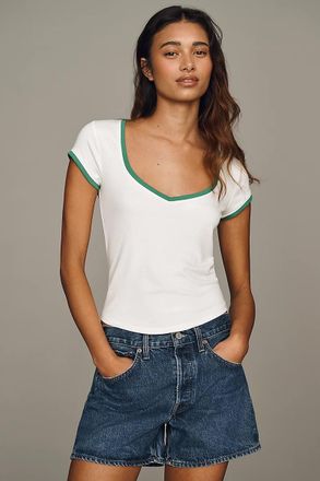 Maeve Cotton V-Neck Tee