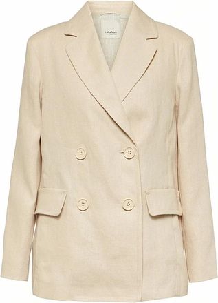 Max Mara Dames, Jassen, Beige, Maat: M Linnen