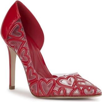 Jessica Simpson Palvin Half dOrsay Pointed Toe Pump in Red Muse/Clear at Nordstrom, Size 5